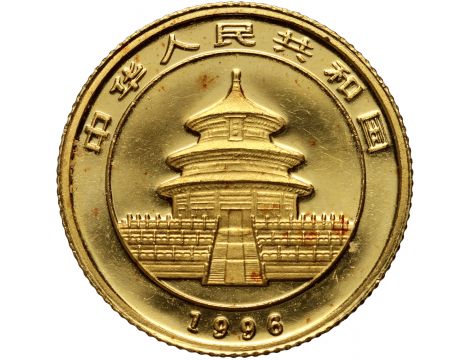 3418. Chiny, 10 juanów 1996, Panda, 1/10 uncji złota - 2