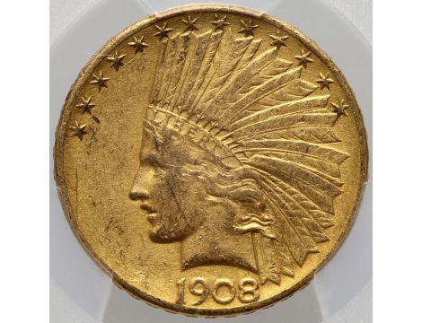 3422. USA, 10 dolarów 1908 S, San Francisco, Indianin, PCGS XF45 - niski nakład - 2