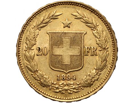 3424. Szwajcaria, 20 franków 1894, Libertas - 2