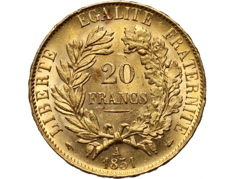 3505. Francja, II Republika, 20 franków 1851 A, Paryż, Ceres - ładne - 2