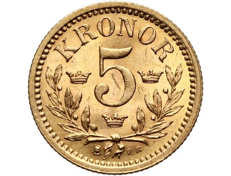 3520. Szwecja, Oskar II, 5 koron 1901 - 2