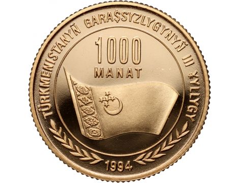 3525. Turkmenistan, 1000 manatów 1994, Saparmyrat Nyyazow - bardzo rzadkie - 2
