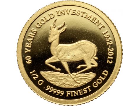 3543. Gabon, 1000 franków 2012, Springbok - 0,5 g Au999
