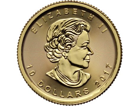 3550. Kanada, Elżbieta II, 10 dolarów 2017, Liść Klonowy, 1/4 uncji złota - 2