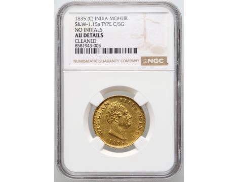 3560. Indie Brytyjskie, Wilhelm IV, mohur 1835, NGC AU - rzadkie