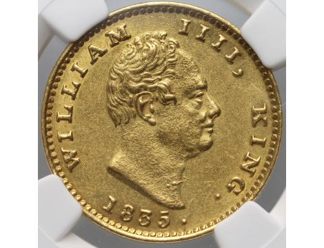 3560. Indie Brytyjskie, Wilhelm IV, mohur 1835, NGC AU - rzadkie - 2