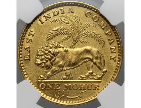 3560. Indie Brytyjskie, Wilhelm IV, mohur 1835, NGC AU - rzadkie - 3