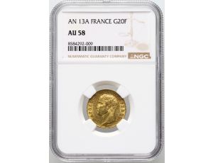 3562. Francja, Napoleon I, 20 franków An 13 A, Paryż, NGC AU58