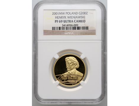 3579. Polska, 200 złotych 2001, Henryk Wieniawski, NGC PF69 Ultra Cameo