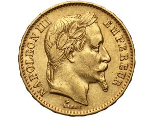 3596. Francja, Napoleon III, 20 franków 1868 BB, Strasbourg, Wieniec