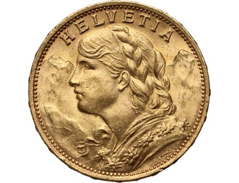 3636. Szwajcaria, 20 franków 1927, Helvetia Vreneli