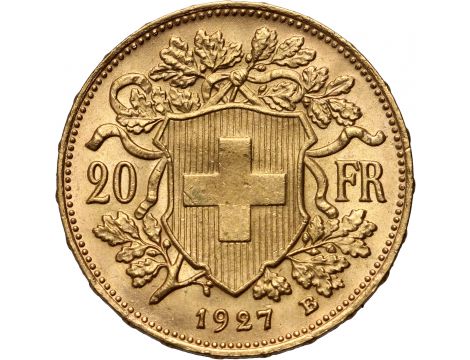 3636. Szwajcaria, 20 franków 1927, Helvetia Vreneli - 2