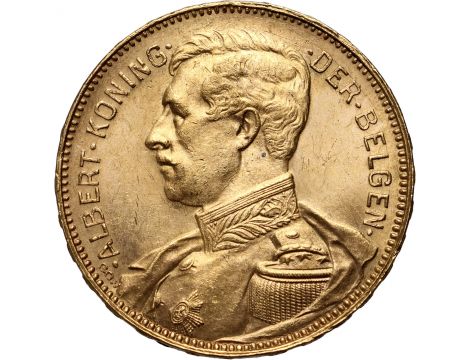 3642. Belgia, Albert I, 20 franków 1914, Der Belgen