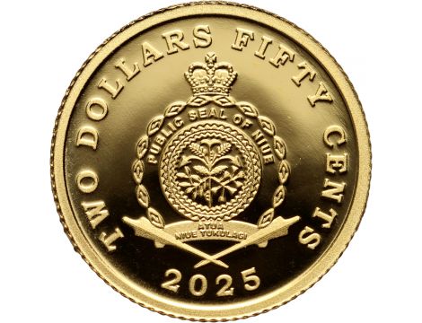Złota moneta Niue, 2,5 dolara 2025 Love 0,5 g Au999 na prezent - 3