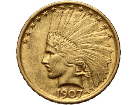 3661. USA, 10 dolarów 1907, Filadelfia, Indianin