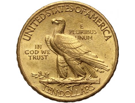 3664. USA, 10 dolarów 1908, Filadelfia, Indianin - z mottem - 2