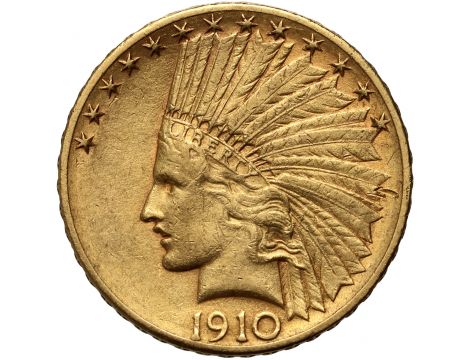 3666. USA, 10 dolarów 1910 D, Denver, Indianin