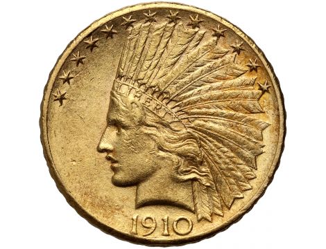 3667. USA, 10 dolarów 1910 D, Denver, Indianin