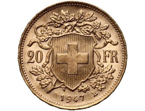 3671. Szwajcaria, 20 franków 1947, Helvetia Vreneli - 2