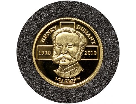 3695. Falklandy, 1/25 crown 2010, Henry Dunant, 1/25 uncji złota
