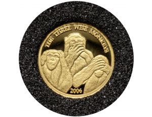 3698. Somalia, 4000 szylingów 2006, Trzy Mądre Małpy, 1/25 uncji złota