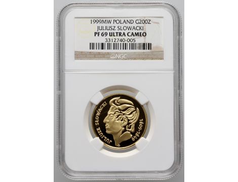 3706. Polska, 200 złotych 1999, Juliusz Słowacki, NGC PF69 Ultra Cameo