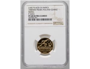 3707. Polska, PRL, 2000 zł 1980, Lake Placid, PRÓBA, NGC PF68 Ultra Cameo