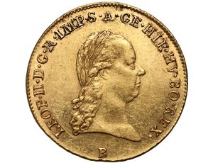 3711. Austria, Leopold II, 1/2 sovrano 1792 B, Kremnica