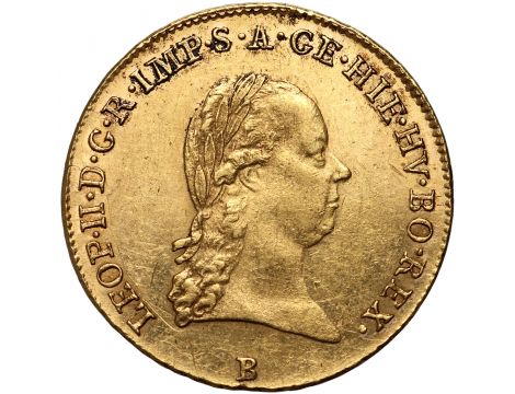 3711. Austria, Leopold II, 1/2 sovrano 1792 B, Kremnica