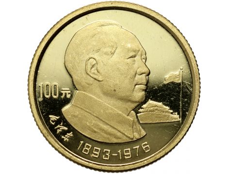3728. Chiny, 100 juanów 1993, 100. rocznica urodzin Mao Zedonga
