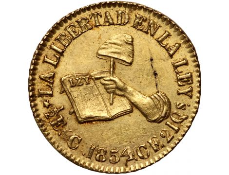 3774. Meksyk, 1/2 escudo 1854 C CE, Culiacan