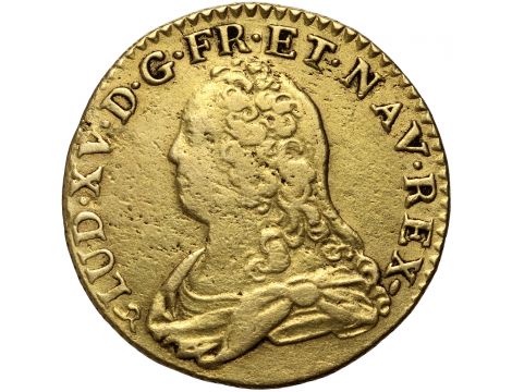 3823. Francja, Ludwik XV, Louis d'or aux lunettes 1726 B, Rouen - rzadki