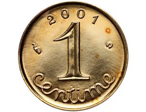 3839. Francja, 1 centym 2001, Ostatni centym