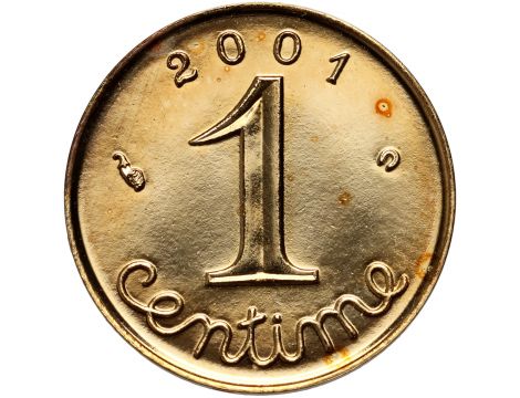 3839. Francja, 1 centym 2001, Ostatni centym