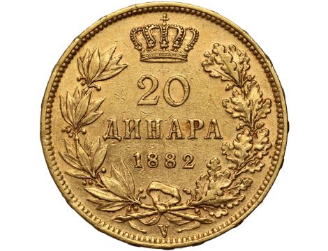 3840. Serbia, Milan I, 20 dinarów 1882 V, Wiedeń - 2