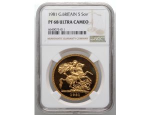 3858. Wielka Brytania, Elżbieta II, 5 funtów 1981, NGC PF68 Ultra Cameo