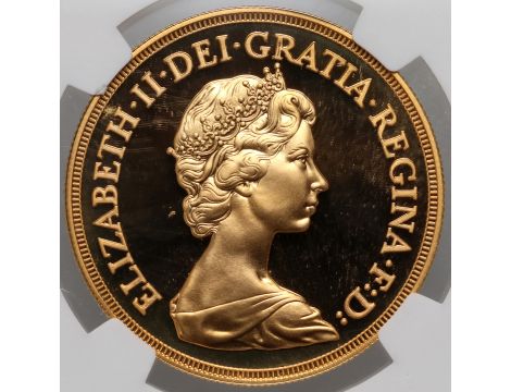 3859. Wielka Brytania, Elżbieta II, 5 funtów 1984, NGC PF68 Ultra Cameo - 3