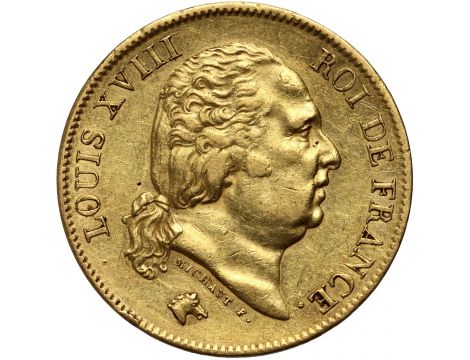 3862. Francja, Ludwik XVIII, 40 franków 1820 A, Paryż - rzadki rocznik