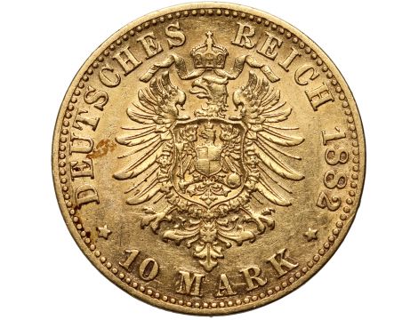 3874. Niemcy, Reuss, Henryk XIV, 10 marek 1882 A, Berlin - rzadkie - 2
