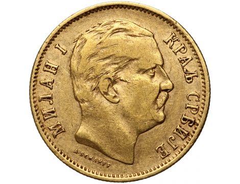 3881. Serbia, Milan I, 10 dinarów 1882 V, Wiedeń