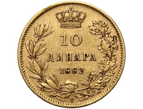 3881. Serbia, Milan I, 10 dinarów 1882 V, Wiedeń - 2