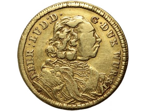 3891. Niemcy, Wirtembergia, Eberhard Ludwik, 1/2 karolina 1733, Stuttgart - rzadszy