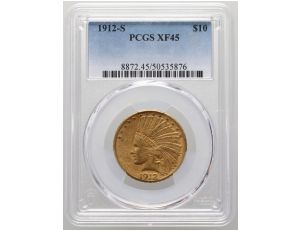 3903. USA, 10 dolarów 1912 S, San Francisco, Indianin, PCGS XF45