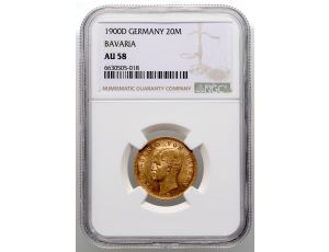 3929. Niemcy, Bawaria, Otto I, 20 marek 1900 D, Monachium, NGC AU58