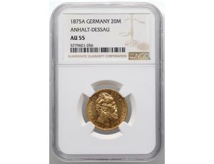 3932. Niemcy, Anhalt, Fryderyk I, 20 marek 1875 A, Berlin, NGC AU55 - rzadkie