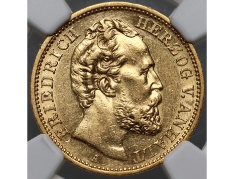 3932. Niemcy, Anhalt, Fryderyk I, 20 marek 1875 A, Berlin, NGC AU55 - rzadkie - 2
