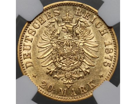 3932. Niemcy, Anhalt, Fryderyk I, 20 marek 1875 A, Berlin, NGC AU55 - rzadkie - 3