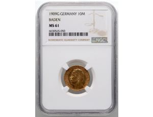 3933. Niemcy, Badenia, Fryderyk II, 10 marek 1909 G, Karlsruhe, NGC MS61