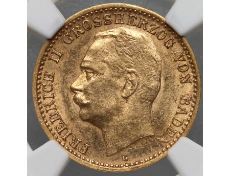 3933. Niemcy, Badenia, Fryderyk II, 10 marek 1909 G, Karlsruhe, NGC MS61 - 2