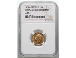 3935. Niemcy, Schwarzburg- Rudolstadt, Günther, 10 marek 1898, NGC AU53 - rzadkie